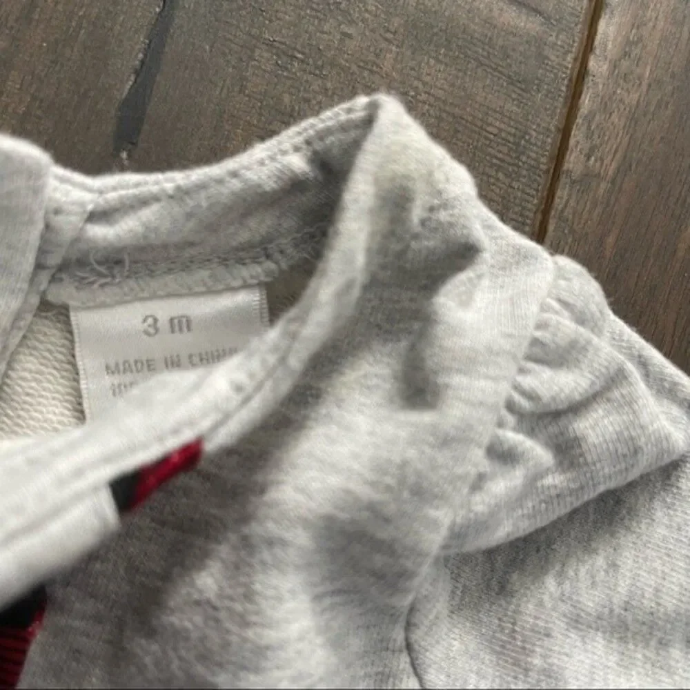 Koala Baby Gray and Plaid Bow Outfit Baby Girl 3 mos